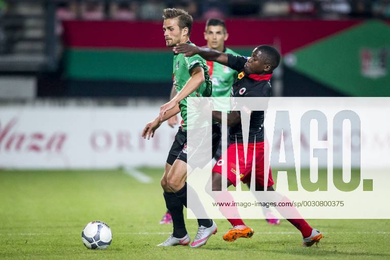 Nijmegen NEC Excelsior Football Eredivsie season 2015 2016 12 08 2015 Stadium the Goffert NEC player Christian Santos L Excelsior player Nigel Hasselbaink R NEC Excelsior