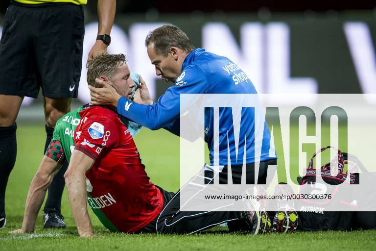 Nijmegen NEC Excelsior Football Eredivsie season 2015 2016 12 08 2015 Stadium the Goffert NEC player Clean from Eijden lies injured on the field and shall later fall out NEC Excelsior