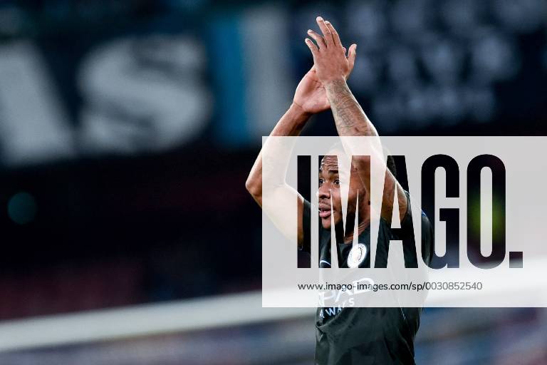 Raheem Sterling of Manchester City celebrate the victory during the UEFA Champions League group F match between Napoli and Manchester City at Stadio San Paolo Naples Italy on 1 November 2017 Photo by Giuseppe Maffia xGiuseppexMaffiax AFP7x xNapolixvxManchesterxCity,xItaly,1thx2017x