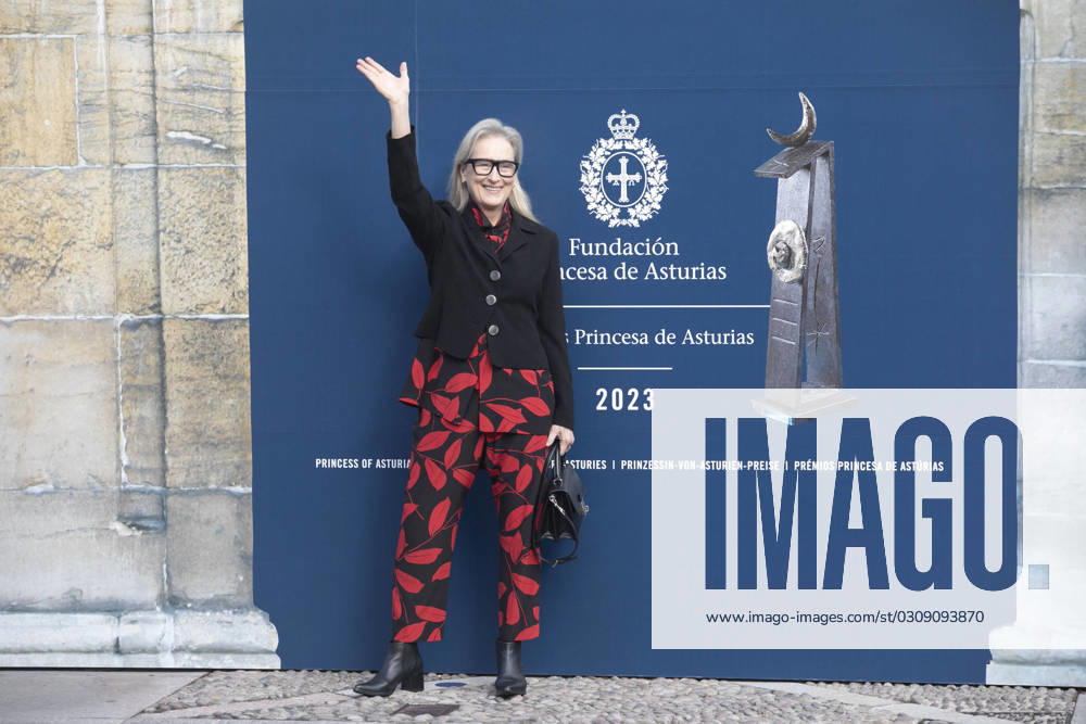 Meryl Streep Received The Princess Of Asturias Award For The Arts - Oviedo Actress Meryl Streep during her official reception at the Hotel Eurostars de la Reconquista on October 18, 2023, in Oviedo, Asturias (Spain). Meryl Streep, the actress who has won three Oscars, eight Golden Globes, two BAFTAs and three Emmys in her more than 40-year career, has already arrived in Oviedo to receive the 2023 Princess of Asturias Award for the Arts. The actress was unanimously chosen by the jury in the Arts category for dignifying the art of acting and making ethics and coherence transcend through her work, with the virtue of emphasizing that human beings, and specifically women, must beat and stand out from their uniqueness, from their difference for