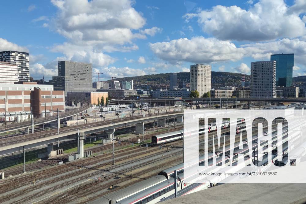 View via Bern with Train station and Tracks at Foreground