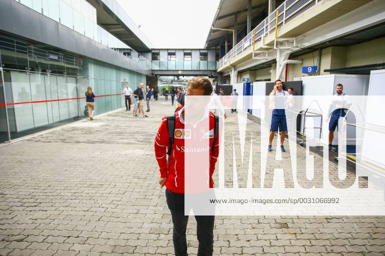 Dia de treino classificatório para GP F1 SÃO PAULO, SP - 11.11.2017: DIA DE TREINO CLASSIFICATÓRIO PARA GP F1 - In the photo the pilot, Sebastian Vettel of Scuderia FERRARI, arrives at the Autodromo of Interlagos. Classifying training day on Saturday (11), for the Brazilian Formula 1 Grand Prix, which will take place on Sunday (12) at the José Carlos Pace racetrack in Interlagos. (Photo: Aloisio Mauricio Fotoarena) x1424889x AloisioxMauricio