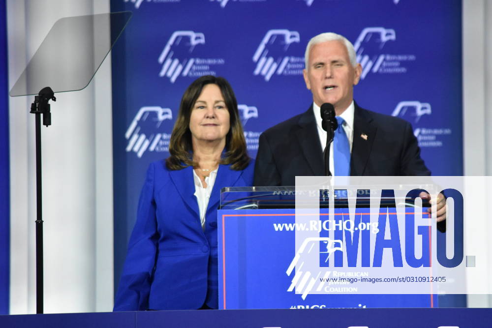 Mike Pence Drops Out Of Race For President LAS VEGAS (USA), 10 28 2023 - MIKE PENCE DITTING OUT RUNNING PRESIDENTIAL USA - Former Vice President of the United States, Mike Pence, announces that he is dropping out of the race for President of the United States at the Annual Summit Nevada Republican Jewish Coalition Leadership Council, Las Vegas. (Foto: Kyle Mazza Thenews2 imago images) Mike Pence Drops Out Of Race For President