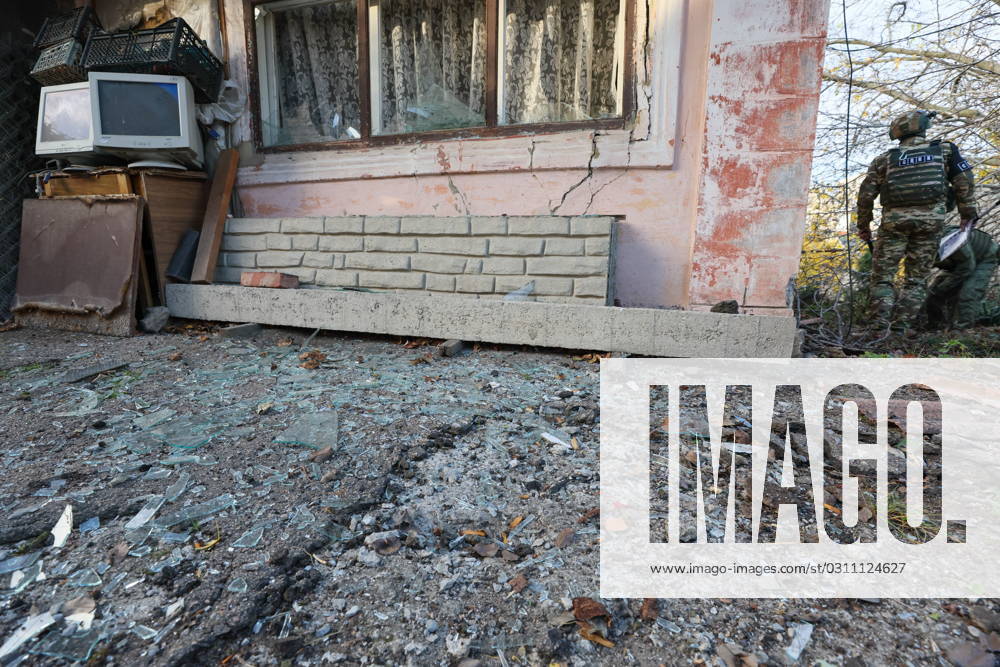 RUSSIA, DONETSK - OCTOBER 29, 2023: A house suffers damage from a Ukrainian military strike on Kuybyshevsky District, no casualties reported so far. Dmitry Yagodkin TASS 64114962