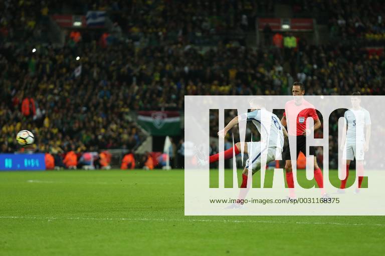 England v Brazil International Friendly L?nderspiel Eric Dier of England has a shot on goal from a free kick during the International Friendly match at Wembley Stadium, London Content Not Available For UK Newspapers