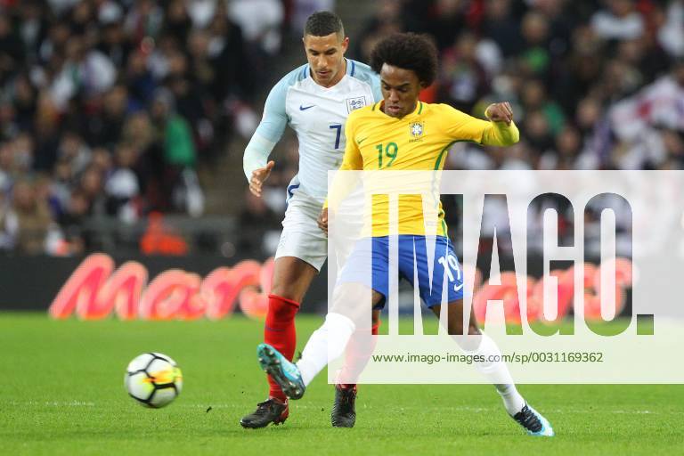 England v Brazil International Friendly L?nderspiel Jake Livermore of England and Willian of Brazil in action during the International Friendly match at Wembley Stadium, London Content Not Available For UK Newspapers