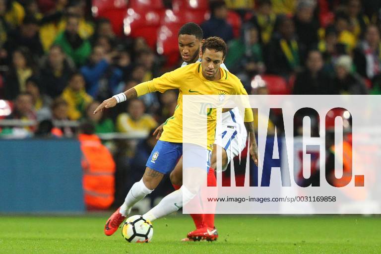 England v Brazil International Friendly L?nderspiel Joe Gomez of England and Neymar of Brazil in action during the International Friendly match at Wembley Stadium, London Content Not Available For UK Newspapers