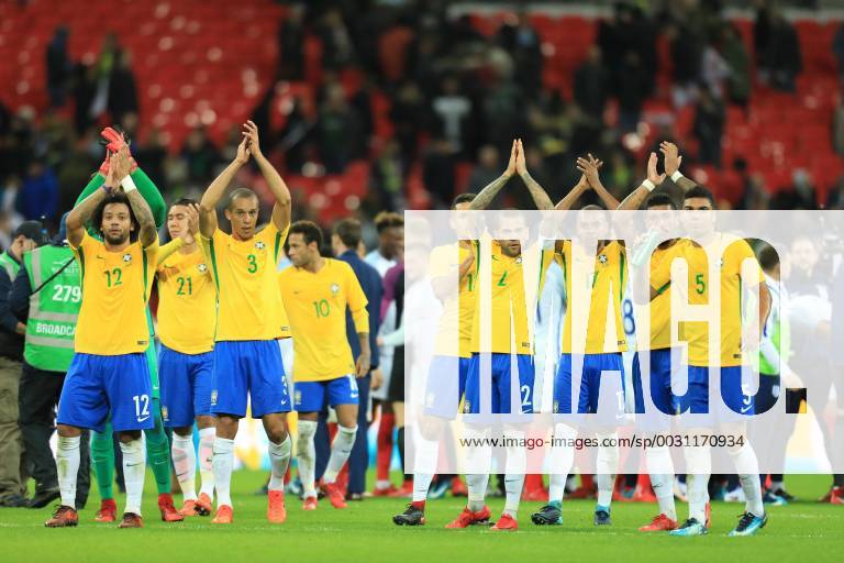 14th November 2017, Wembley Stadium, London, England; International football friendly, England versus Brazil; The Brazil players applaud their fans ActionPlus11951548