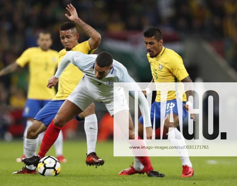 (171115) -- LONDON, Nov. 15, 2017 -- Jake Livermore (C) of England competes during a friendly match against Brazil at Wembley Stadium in London, Britain on Nov. 14, 2017. The match ended with a 0-0 draw. ) (SP)BRITAIN-LONDON-SOCCER-FRIENDLY MATCH-ENG VS BRA HanxYan