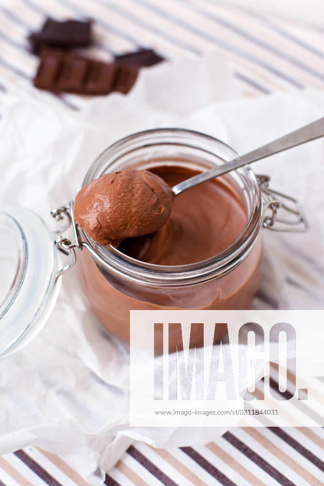 Chocolate dessert in a glass jar