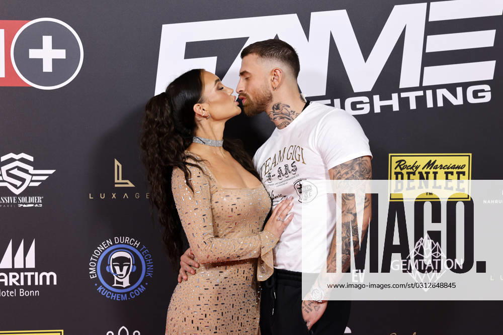 Reality TV star Luigi Gigi Birofio with partner Dana Feist l at the Fame Fighting 2023 boxing event with influencers and reality stars Numerous TV personalities, influencers and reality stars fought a duel at the Maritim Hotel Bonn, 04 11 2023 NRW Germany