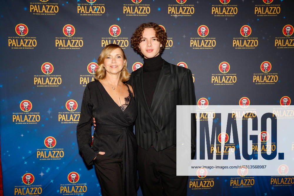 Tina Ruland with son Jahvis Ruland at the world premiere Ghosts and Ducks in the Palazzo tent Berlin