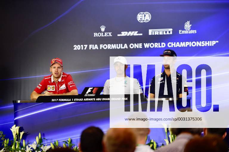 Daniel Ricciardo AUS 3 Red Bull Racing Lewis Hamilton GB 44 Mercedes AMG Petronas Motorsport Sebastian Vettel GER 5 Scuderia Ferrari Grand Prix of ABU DHABI 2017 Preparations Motorsport Formula 1 23 11 2017 ABU DHABI