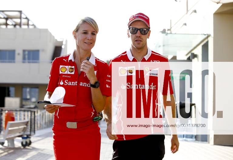 Motorsports: FIA Formula One World Championship WM Weltmeisterschaft 2017, Grand Prix of Abu Dhabi, 5 Sebastian Vettel (GER, Scuderia Ferrari), Britta Roeske (GER), Abu Dhabi United Arab Emirates