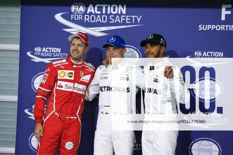 Motorsports: FIA Formula One World Championship WM Weltmeisterschaft 2017, Grand Prix of Abu Dhabi, 5 Sebastian Vettel (GER, Scuderia Ferrari), 77 Valtteri Bottas (FIN, Mercedes AMG Petronas F1 Team), 44 Lewis Hamilton (GBR, Mercedes AMG Petronas F1 Team), Abu Dhabi United Arab Emirates