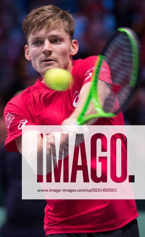 Belgian David Goffin pictured in action during a tennis game against French Jo-Wilfried Tsonga, game four of the Davis Cup World Group final between France and Belgium, Sunday 26 November 2017, in Villeneuve-d Ascq. The final is played from 24 to 26 November 2017 in stade Pierre-Mauroy in Lille, France. BENOITxDOPPAGNE x05208978x