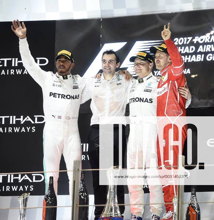 Sebastian Vettel GER 5 Scuderia Ferrari Lewis Hamilton GB 44 Mercedes AMG Petronas Motorsport Valtteri Bottas FIN 77 Mercedes AMG Petronas Motorsport Grand Prix of ABU DHABI 2017 Race Motorsport Formula 1 26 11 2017 ABU DHABI