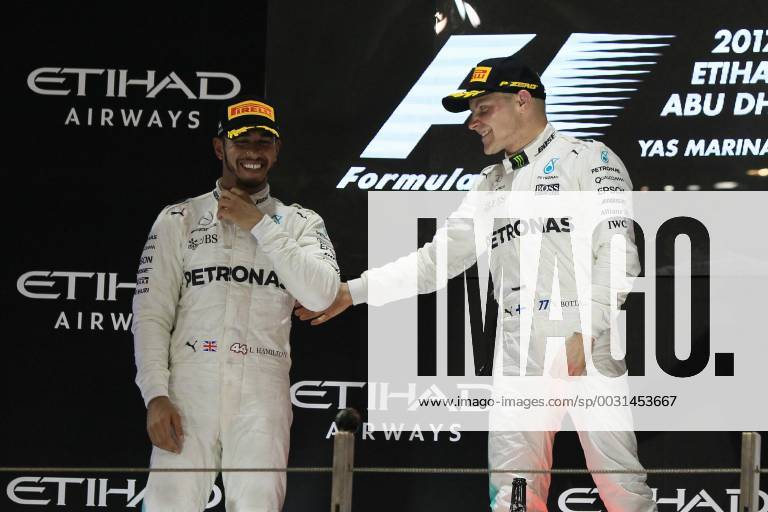 26th November 2017, Yas Marina Circuit, Abu Dhabi, UAE; Abu Dhabi Formula One Grand Prix, Sunday race day; Winer Valtteri Bottas and Lewis Hamilton - Mercedes AMG Petronas F1 Team ActionPlus11956607