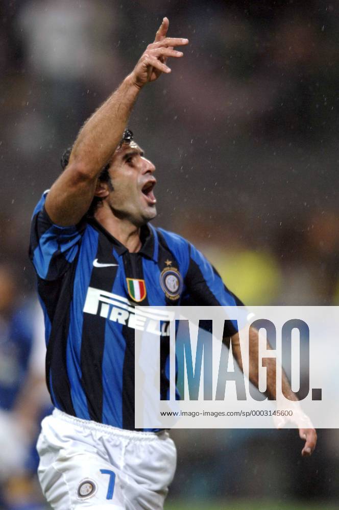 Luis Figo (Inter Mailand) - Torjubel - Fußball Herren Serie A 2007 2008, 1. Italienische Liga, FC Internazionale Mailand Einzelbild Mailand Freude, Fußball Herren Serie A 2007 2008, 1. Italienische Liga, FC Internazionale Mailand Einzelbild Mailand Freude,