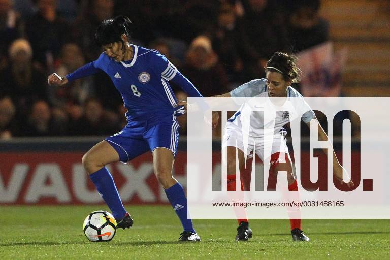 England Women v Kazakhstan Women 2019 FIFA Womens World Cup Qual Begaim Kirgizbaeva of Kazakhstan and Fara Williams of England in action during the 2019 FIFA Women s World Cup Qualifying match at the Weston Homes Community Stadium, Colchester Content Not Available For UK Newspapers