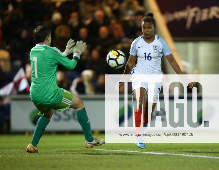 Colchester, England, United Kingdom - England Women s Nikita Parris..during 2019 FIFA Women s World Cup Qualifier match between England Women and Kazakhstan Women at Weston Homes Community Stadium, Colchester, England on 28 Nov 2017. England v Kazakhstan - FIFA Women s World Cup Qualifier - ZUMAn230 20171128_zaa_n230_474