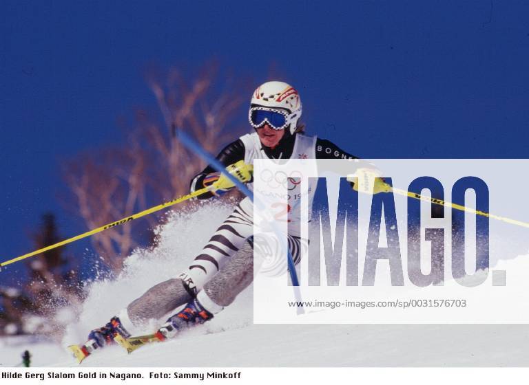 Hilde Gerg Alpine Skiing Games Nagano 1998 Slalom Victory Action Nagano France