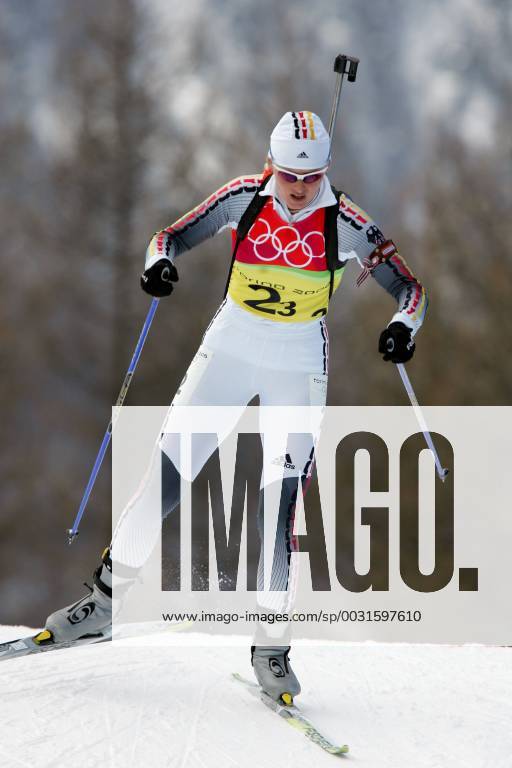 Biathlon women s relay silver medal Olympic Games 2006 was taken in San Sicario on 23 02 2006 Katrin Apel action San Sicario, Italy