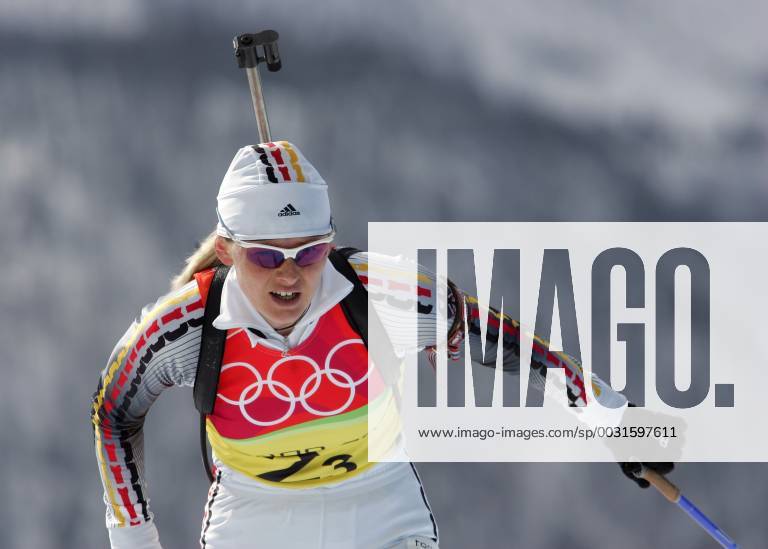 Biathlon women s relay silver medal Olympic Games 2006 was taken in San Sicario on 23 02 2006 Katrin Apel action San Sicario, Italy
