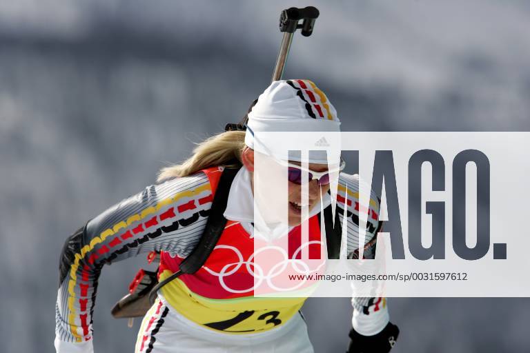 Biathlon women s relay silver medal Olympic Games 2006 was taken in San Sicario on 23 02 2006 Katrin Apel action San Sicario, Italy