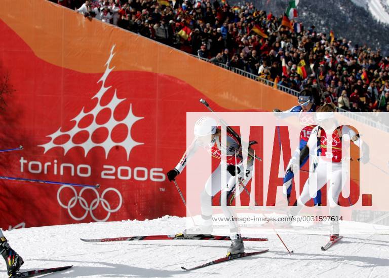 Biathlon women s relay silver medal Olympic Games 2006 was taken in San Sicario on 23 02 2006 Martina Glagow action before Olympic logo San Sicario Italy