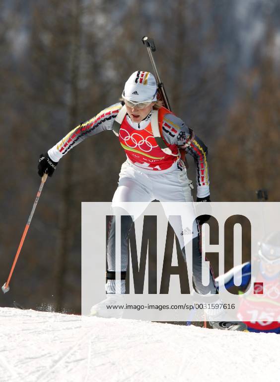 Biathlon women s relay silver medal Olympic Games 2006 was taken in San Sicario on 23 02 2006 Martina Glagow action San Sicario, Italy