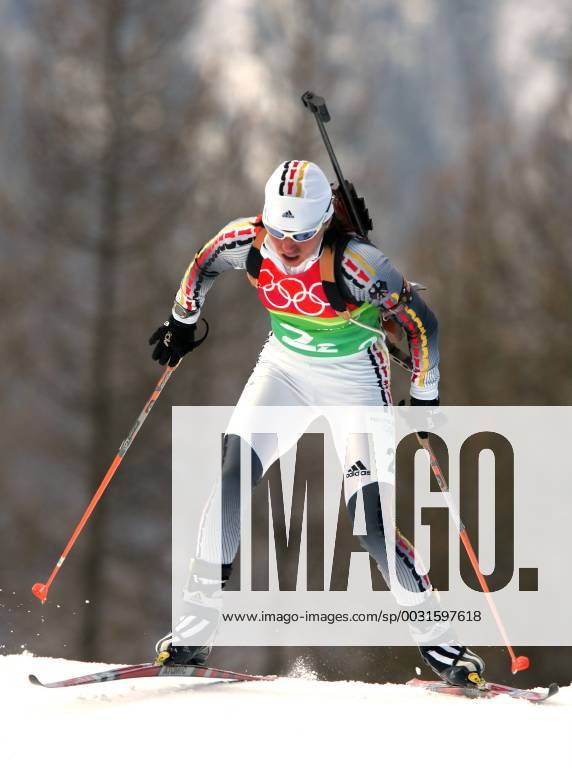 Biathlon women s relay silver medal Olympic Games 2006 was taken in San Sicario on 23 02 2006 Andrea Henkel action San Sicario, Italy