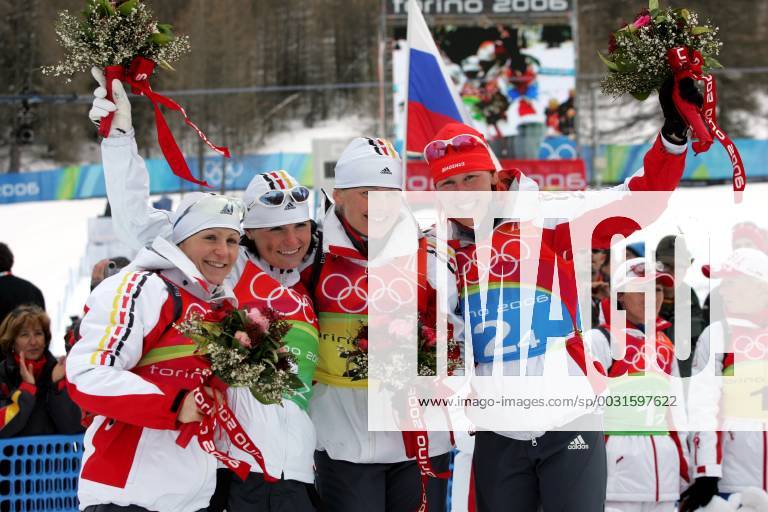 Biathlon women s relay silver medal Olympic Games 2006 was taken in San Sicario on 23 02 2006 the successful women s relay from left Martina Glagow Andrea Henkel, Katrin Apel Kati Wilhelm San Sicario Italy