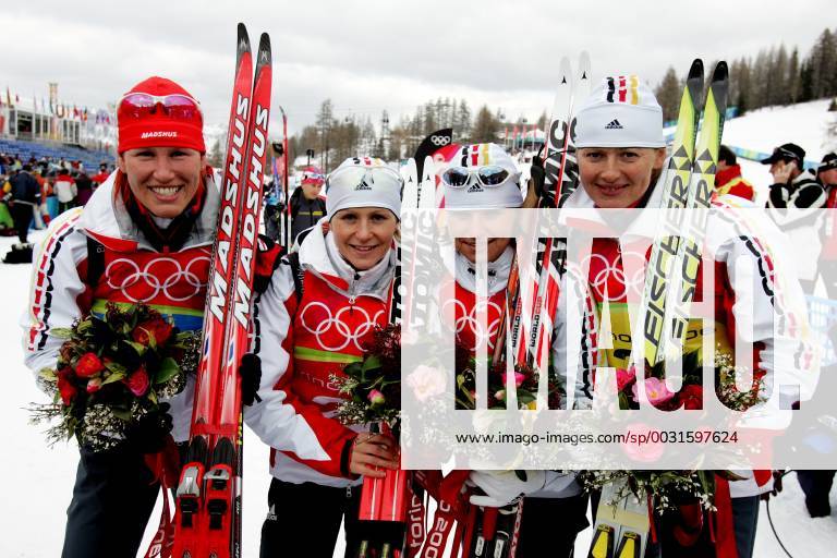 Biathlon women s relay silver medal Olympic Games 2006 was taken in San Sicario on 23 02 2006 the successful women s relay from left Kati Wilhelm Martina Glagow Andrea Henkel, Katrin Apel San Sicario, Italy