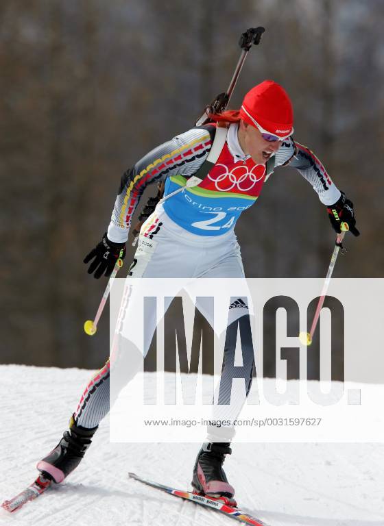 Biathlon women s relay silver medal Olympic Games 2006 was taken in San Sicario on 23 02 2006 Kati Wilhelm action San Sicario, Italy