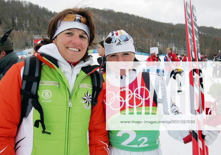 Biathlon women s relay silver medal Olympic Games 2006 was taken in San Sicario on 23 02 2006 Manuela and Andrea Henkel after the race in San Sicario, Italy