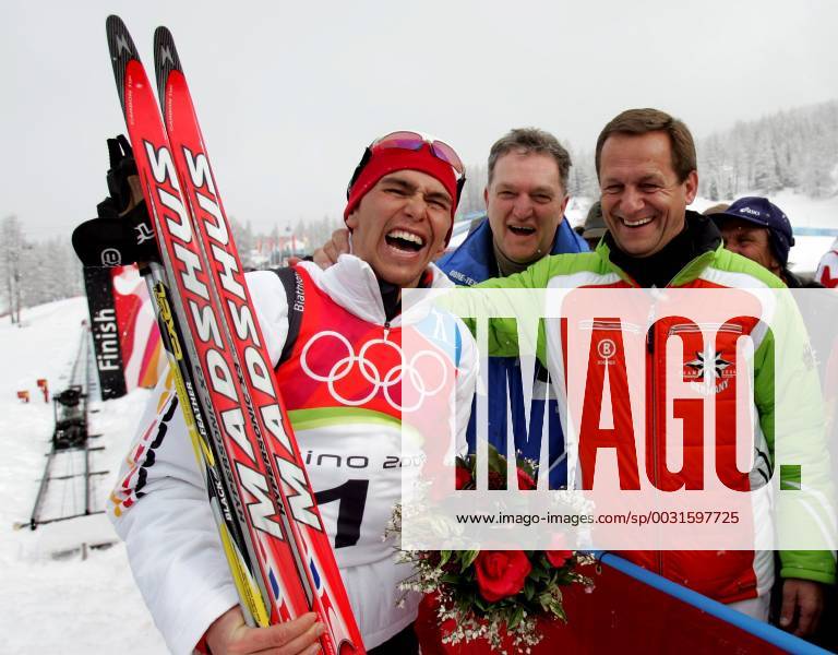 Michael Greis with DSV President Alfos Hörmann was taken in San Sicario on 25 02 2006 biathlon Olympic Games 2006 San Sicario, Italy