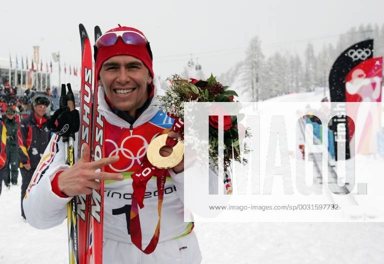 Michael Greis with gold medal taken in San Sicario on 25 02 2006 biathlon Olympic Games 2006 San Sicario, Italy