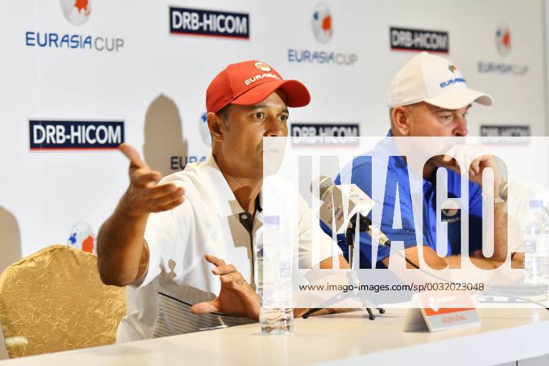 (180109) -- KUALA LUMPUR, Jan.9, 2018 -- Arjun Atwal (L), captain of Team Asia, speaks at a press conference PK Pressekonferenz of the EurAsia Cup at the Glenmarie Golf and Country Club in Kuala Lumpur, Malaysia, Jan. 9, 2018. This year s EurAsia Cup will take place at the Glenmarie Golf and Country Club from Jan. 12 to Jan. 14, 2018. ) (SP)MALAYSIA-KUALA LUMPUR-GOLF-EURASIA CUP-PRESS CONFERENCE ChongxVoonxChung