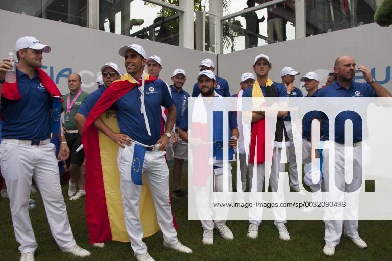 Kuala Lumpur, Kuala Lumpur, Malaysia - Team Europe is seen having a great moment when they has win the EurAsia Cup 2018....EurAsia Cup is a biennial men professional team golf tournament between Europe and Asia presented by DRB-HICOM. It is held on 12th 14th January 2018 at Glenmarie Golf & Country Club. Team Asia will be lead by Arjun Atwal (India) as a captain for the team and the vice captain Zhang Lainwei (China) while for the team Europe Thomas Bjorn (Denmark) will be the captain. The Team Europe has win the EurAsia Cup for this year. Malaysia: EurAsia golf tournament Winning ceremony - ZUMAs197 81558897st