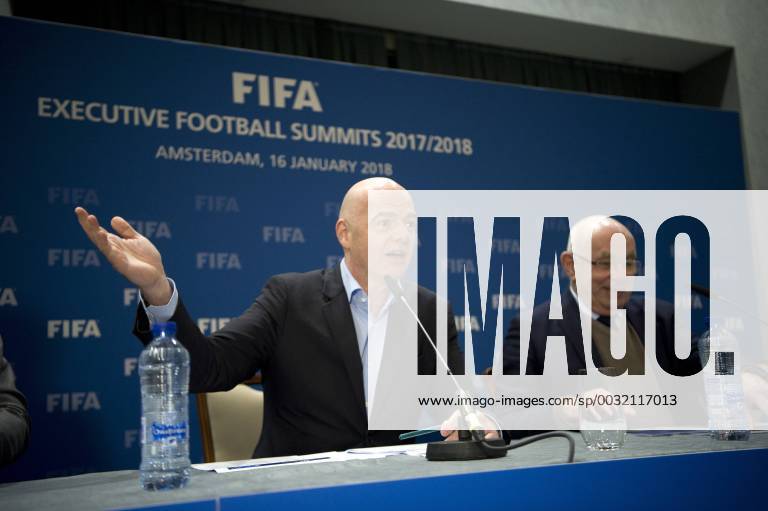- SPORT Fußball, FIFA-Gipfel, Pressekonferenz in Amsterdam 16-01-2018 VOETBAL: FIFA PERSCONFERENTIE: AMSTERDAM Gianni Infantino Foto: SCS Michel Utrecht Imagesx xSoenarxChamidxsportfotografiexIVx 9810219