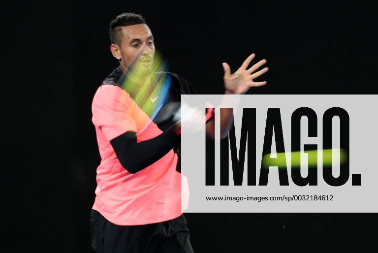 (180121) -- MELBOURNE, Jan. 21, 2018 -- Nick Kyrgios of Australia returns a shot during the men s singles fourth round match against Grigor Dimitrov of Bulgaria at Australian Open 2018 in Melbourne, Australia, Jan. 21, 2018. ) (SP)AUSTRALIA-MELBOURNE-TENNIS-AUSTRALIAN OPEN-DAY 7 BaixXuefei
