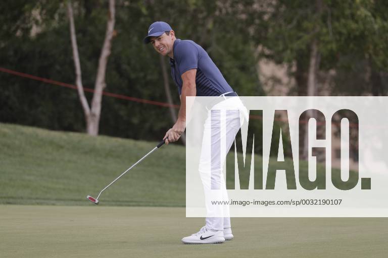 HSBC Abu Dhabi Golf Championship Day Four Rory McIlroy reacts to narrowly missing a putt on Day Four of the HSBC Abu Dhabi Golf Championship at Abu Dhabi Golf Club, UAE. Content Not Available For UK Newspapers