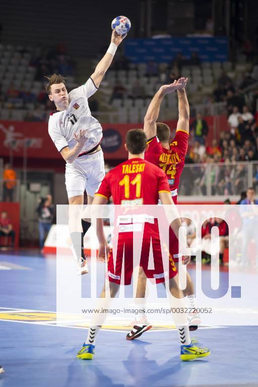 Stanislav Kasparek Nr 17 Czech Republic against Filip Valley ski Nr 11 Macedonia and Velko Syncho ski Nr 14 Macedonia Macedonia Czech Republic round handball EHF euro 2018 23 01 18 Varazdin-Varazdin Croatia Varazdin arena