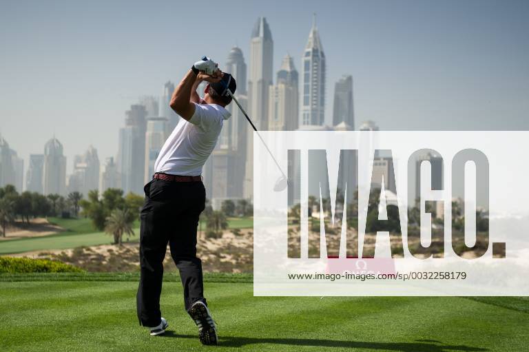 - SPORT Sergio Garcia of Spain tees off during the third round of the Omega Dubai Desert Classic European Tour 2018 at the Emirates Golf Club, Dubai, UAE on 27 January 2018.