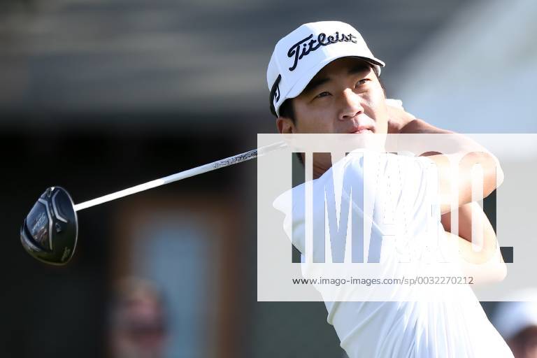 San Diego, California, United States - Michael Kim tees off the first hole during the third round of the 2018 Farmers Insurance Open at Torrey Pines GC. Golf 2018: Farmers Insurance Open - Round 3 - ZUMAw109 20180127_zap_w109_005