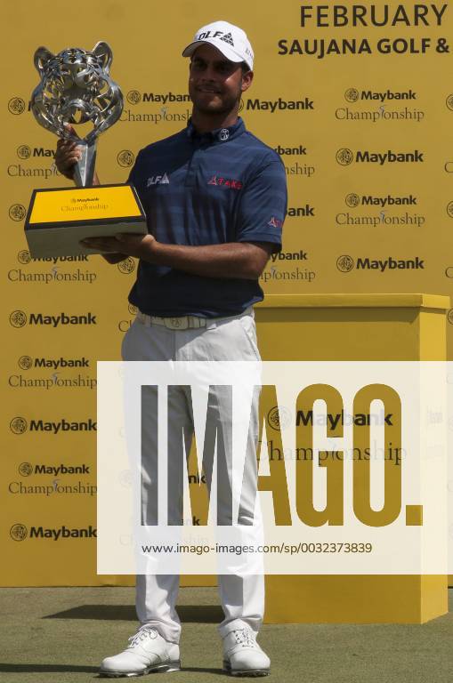Shah Alam, Kuala Lumpur, Malaysia - Shubhankar Sharma pro golf player from India poses with the Maybank Championship trophy after he won by the score of 21 under 267 during day four...The Maybank Championship 2018 golf event is being hosted on 1st to 4th February 2018 at Saujana Golf & Country Club. Maybank prize ceremony - ZUMAs197 81793030st