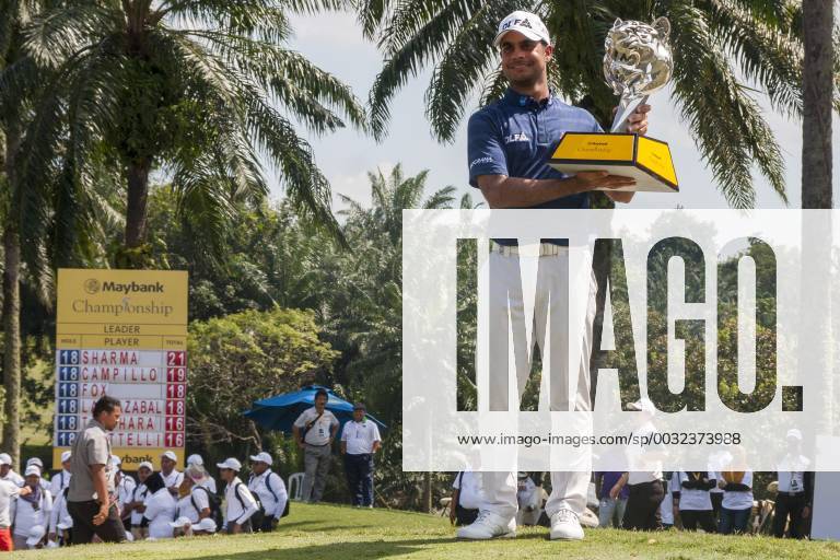 Shah Alam, Kuala Lumpur, Malaysia - Shubhankar Sharma pro golf player from India poses with the Maybank Championship trophy after he won by the score of 21 under 267 during day four...The Maybank Championship 2018 golf event is being hosted on 1st to 4th February 2018 at Saujana Golf & Country Club. Maybank prize ceremony - ZUMAs197 81793043st