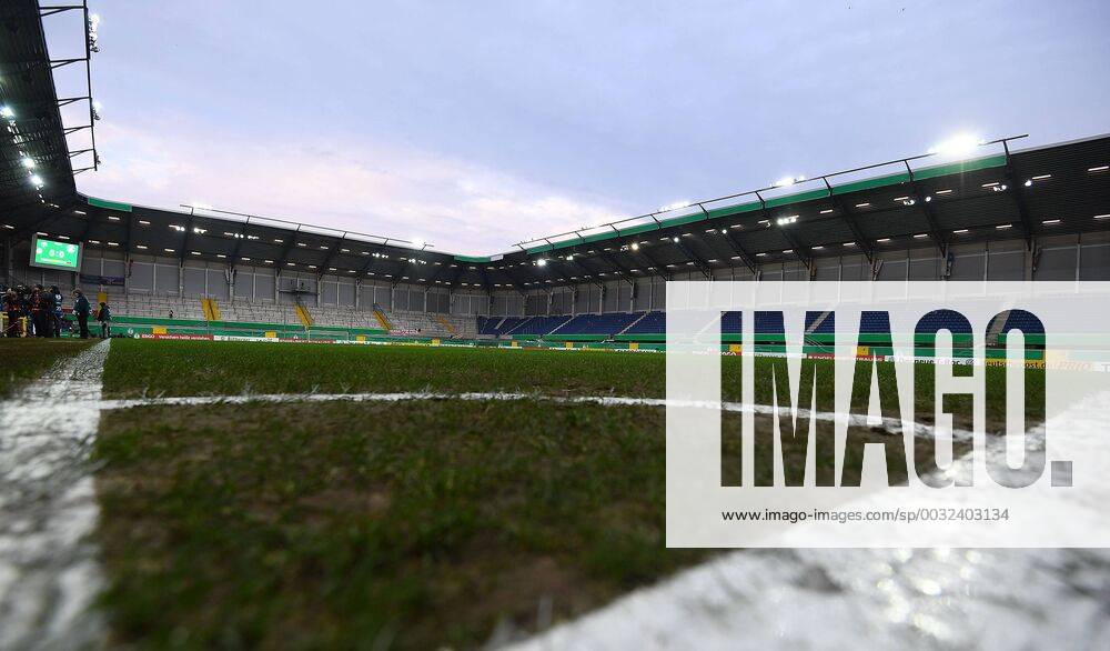 football DFB Cup 1 4 final SC Paderborn, FC Bayern München v l Overview Stadium indoor lawn overview grandstand Interior arena fans fan audience ranks seats Paderborn