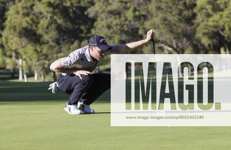 9th February 2018, Lake Karrinyup Country Club, Karrinyup, Australia; ISPS HANDA World Super 6 Perth golf, second round; Danny Willett (ENG) lines up his putt ActionPlus11983368